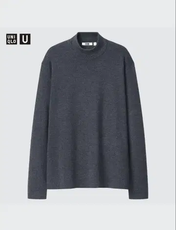 UNIQLO U 메리노 블렌드 모크넥 스웨터 다크 그레이 XXL