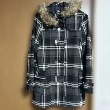 체크 무늬 더플 코트 L 사이즈