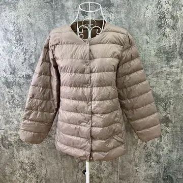 Re:PLUS 리플러스 다운 자켓 노카라 방한 브라운(XL)