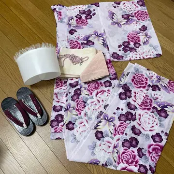 고급 유카타 5종 세트 반폭 오비 오비타 오비 장식 조리