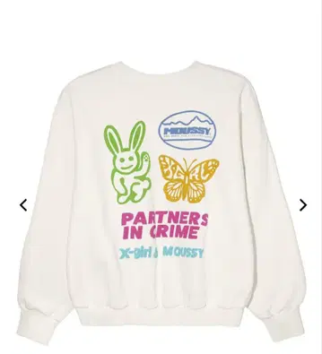 X-girl x MOUSSY 맨투맨 화이트 콜라보 프리 사이즈