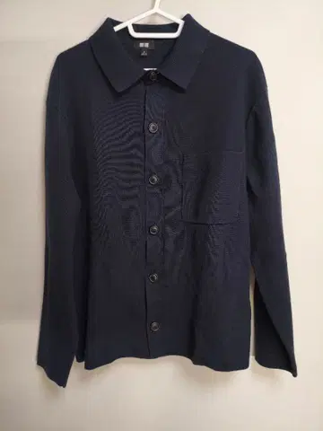 유니클로 밀라노 리브 셔츠 가디건 카라 부착 니트 남녀 공용