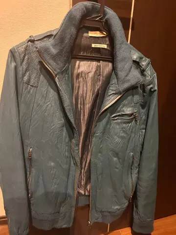 [D] BY TASS 파랑 가죽 싱글 라이더 자켓