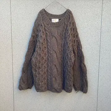 2933 [프레이 아이디] F 케이블 니트 긴팔 스웨터 양모 알파카 혼방