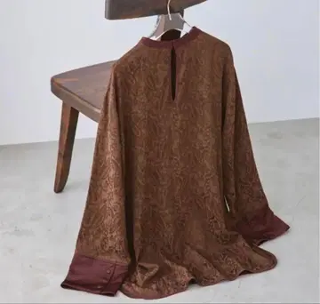 todayful 스탠드 카라 브라운 셔츠