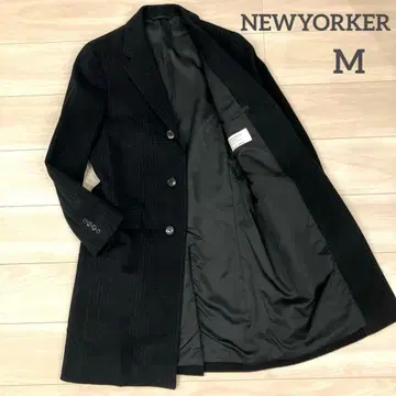 컨디션 최상 NEWYORKER 캐시미어 혼방 체스터 코트 글렌체크 M