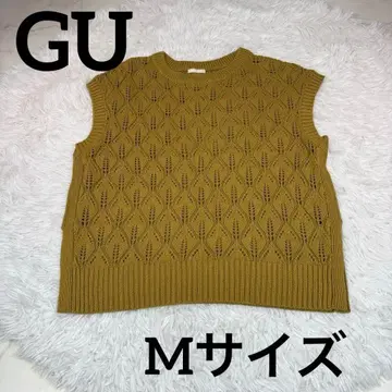 여성용 니트 베스트 M 사이즈 머스타드