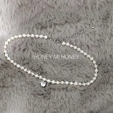 미사용품 HONEY MI HONEY 초커 목걸이 화이트