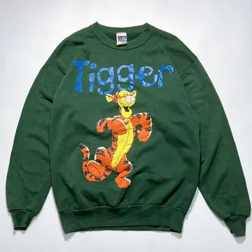 90s 디즈니 푸우 티거 USA제 맨투맨 그린 M 7312