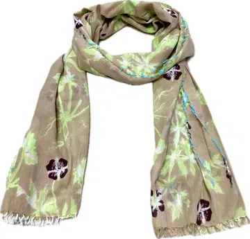 새상품급 EPICE 인도 면 거즈풍 대형 스톨 보타니컬 프린트 베이지