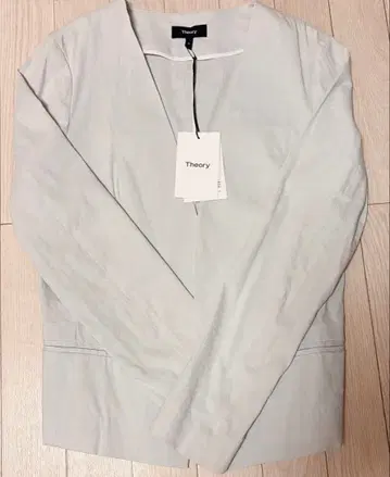 택 포함 미사용 새상품 theory 띠어리 노카라 자켓 라이트 블루 S