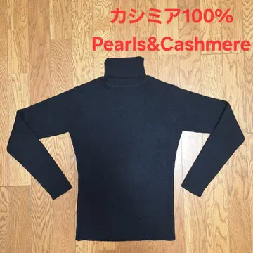 Pearls&Cashmere 최고급 캐시미어 100% 터틀넥 스웨터 블랙