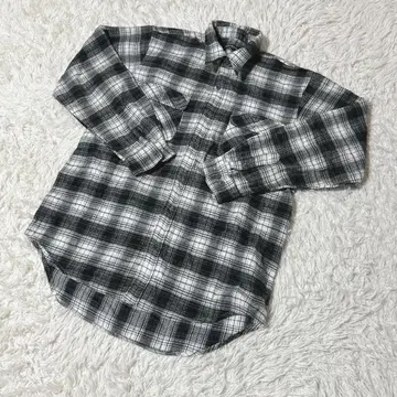 [ c6616 ] UNIQLO 플란넬 셔츠 긴팔 블랙 화이트 체크 무늬