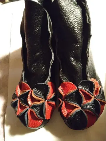 통굽 부츠 천연 가죽 25.5cm