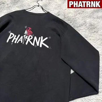 [레어 디자인] 팻랭크 맨투맨 백 빅 프린트 로즈 로고 블랙