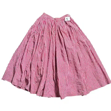 미사용 마드모아젤 논논 깅엄 체크 플레어 스커트 빨간색