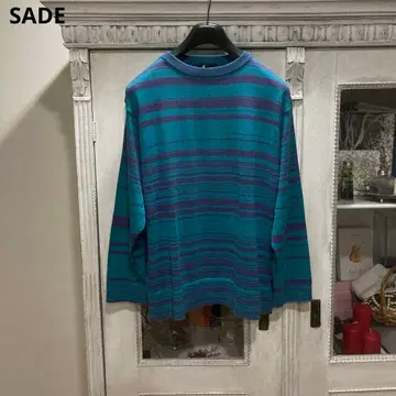 미사용 SADE 샤데 코튼 니트 2 블루그린 x 퍼플