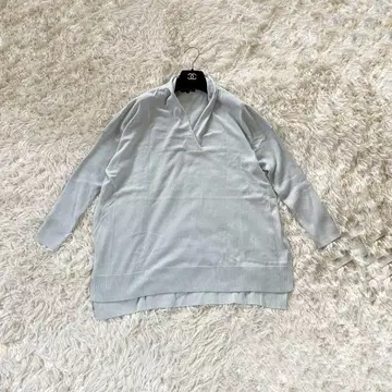 23구 드롭 숄더 긴팔 니트 스웨터 실크 혼방 빅 사이즈