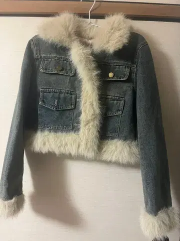 퍼 달린 데님 자켓 갸루 아우터