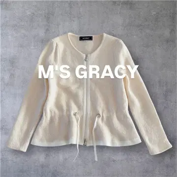 [ 미사용 ] M'S GRACY 울 100% 페플럼 니트 가디건