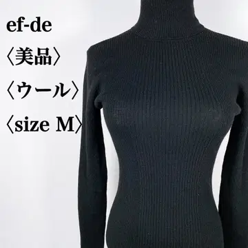 [ 새상품급 ] ef-de 에프데 블랙 울100% 리브 터틀넥 긴팔 니트