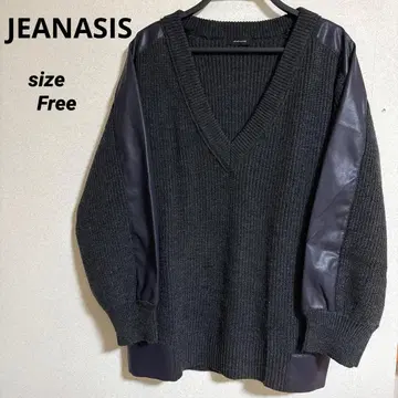 JEANASIS 다크 그레이 V넥 니트