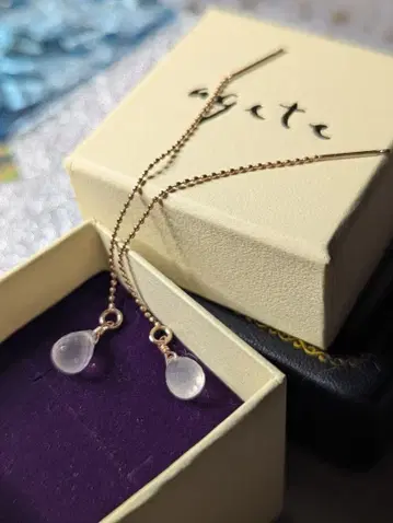 agete K10PG 로즈쿼츠 아메리칸 귀걸이