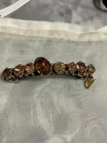 컴플렉스 비즈 브라운스톤 장식 헤어 클립