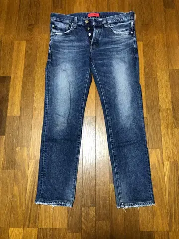 RED CARD 다크 블루 데님 프린지 밑단