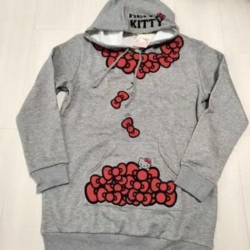 Hello Kitty 헬로키티 Y2K 속기모 튜닉 후드티 그레이