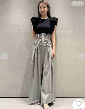 [ 당일 발송 ] 스나이델 팬츠 셔링 개더 팬츠 그레이 S