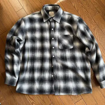 Backers 바커스 옴브레 체크 플란넬 셔츠 M 블랙 화이트