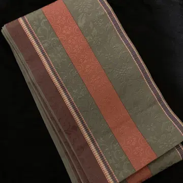 치쿠젠 원조 하카타오리 순수 실크 사라사 꽃 사이 길 브라운 반폭 오비