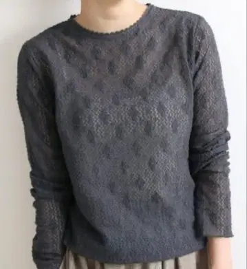 스트레치 레이스 풀오버 그레이