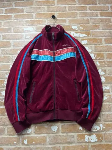 00s RUSTY 러스티 트랙 자켓 벨로아 크림슨 자수 y2k