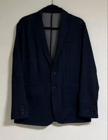 ABAHOUSE 네이비 체크 무늬 셋업 자켓 48 팬츠 46