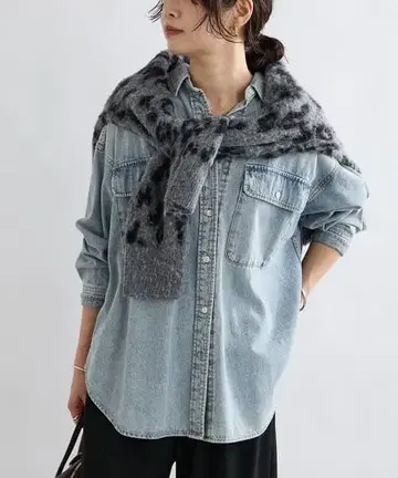 리브 드로와 MONN.:.(몽) 빅 데님 셔츠 색스 블루