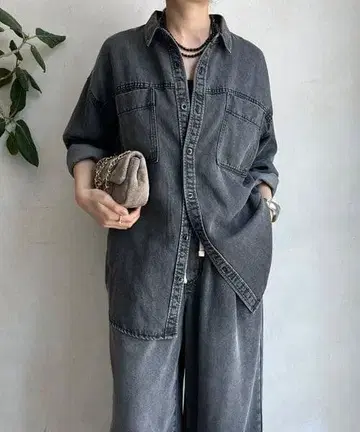 25AW DouDou 리오셀 데님 포켓 셔츠 블랙