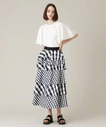 새상품급 [LOULOU WILLOUGHBY] 타프타 밀푀유 스커트