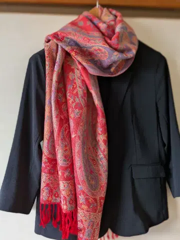 페이즐리 무늬 대형 스톨 빨간색 계열