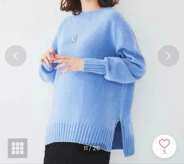 UNTITLED 미들 게이지 롱 기장 니트 02 M 블루 하이넥