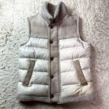 울트라 웜 엠메티 리얼 무스탕 다운 베스트 스웨이드 가죽 44