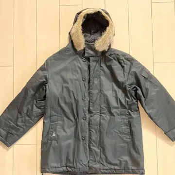 남성용 L 퍼 부착 후드 코트