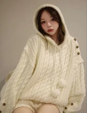 andmary Yara cable knit set up ivory