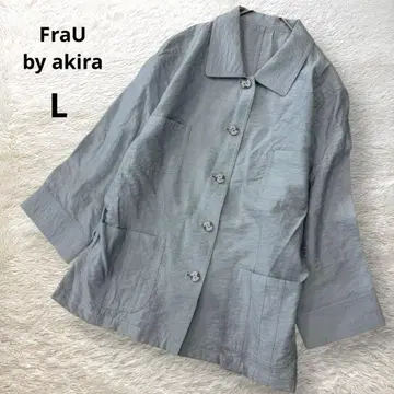 Frau 자켓 7부 기장 라이트 블루 L 얇은 소재 루즈핏 스탠 칼라