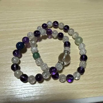 파워스톤 팔찌 자수정 수정 등 2개 세트