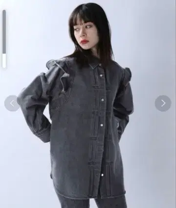 JEANASIS 데님 프릴 레귤러 셔츠