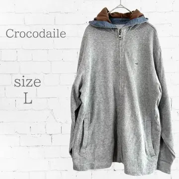 Crocodaille 크로커다일 그레이 후드티 원포인트 L 사이즈