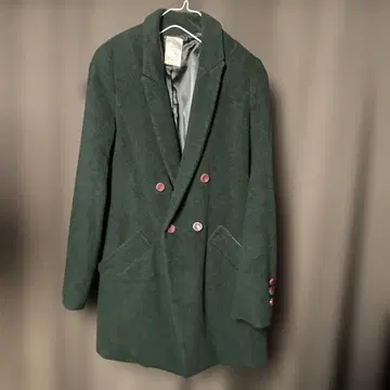 anana 다크 그린 더블 브레스트 체스터 코트