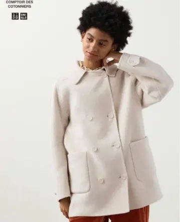 유니클로 콩트와르 데코토니에 더블 페이스 하프 코트